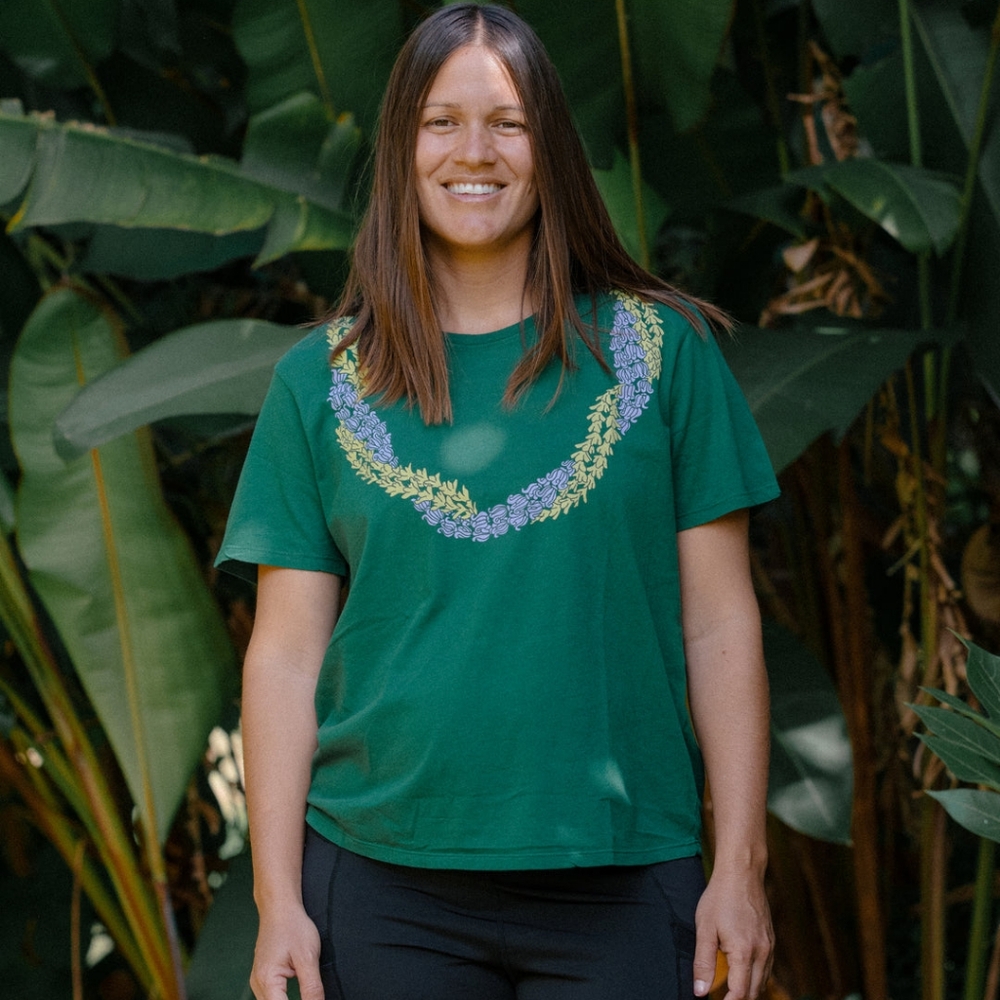 Mahina Made Lei Pili Tee Mauka Forest Pine Green S T-Shirt MahinaMade Koko Small